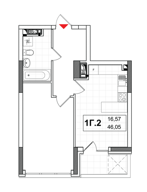 1-комнатная 46.11 м² в ЖК CITY HUB от 42 366 грн/м², Киев