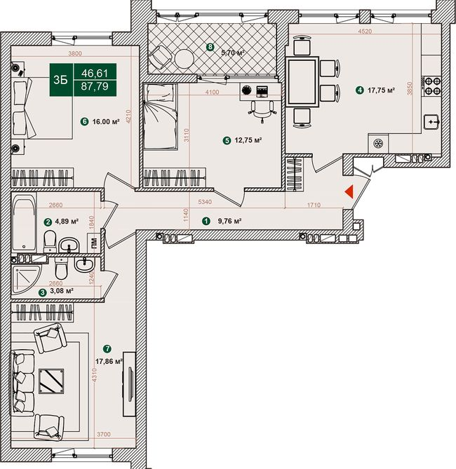 3-комнатная 87.79 м² в ЖК Forest Park от 30 000 грн/м², Киев