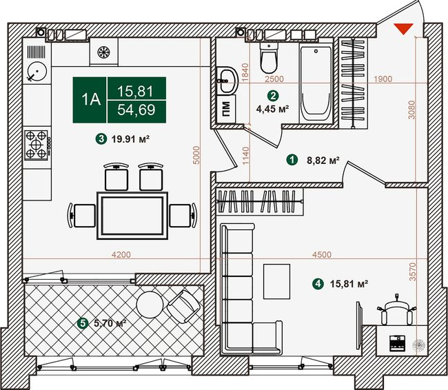 1-комнатная 54.69 м² в ЖК Forest Park от 23 000 грн/м², Киев