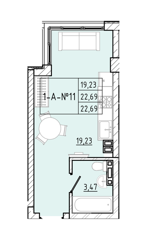 1-кімнатна 22.69 м² в ЖК Приморські Сади від 19 350 грн/м², Одеса