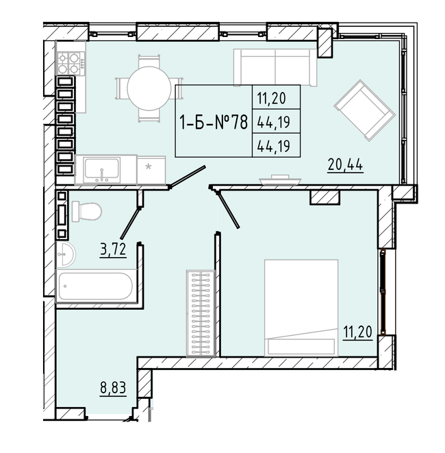 1-комнатная 44.19 м² в ЖК Приморские Сады от 19 350 грн/м², Одесса