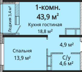 1-кімнатна 43.9 м² в ЖК Альтаїр 3 від 25 000 грн/м², Одеса