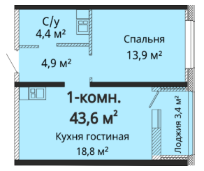 1-кімнатна 43.6 м² в ЖК Альтаїр 3 від 25 250 грн/м², Одеса