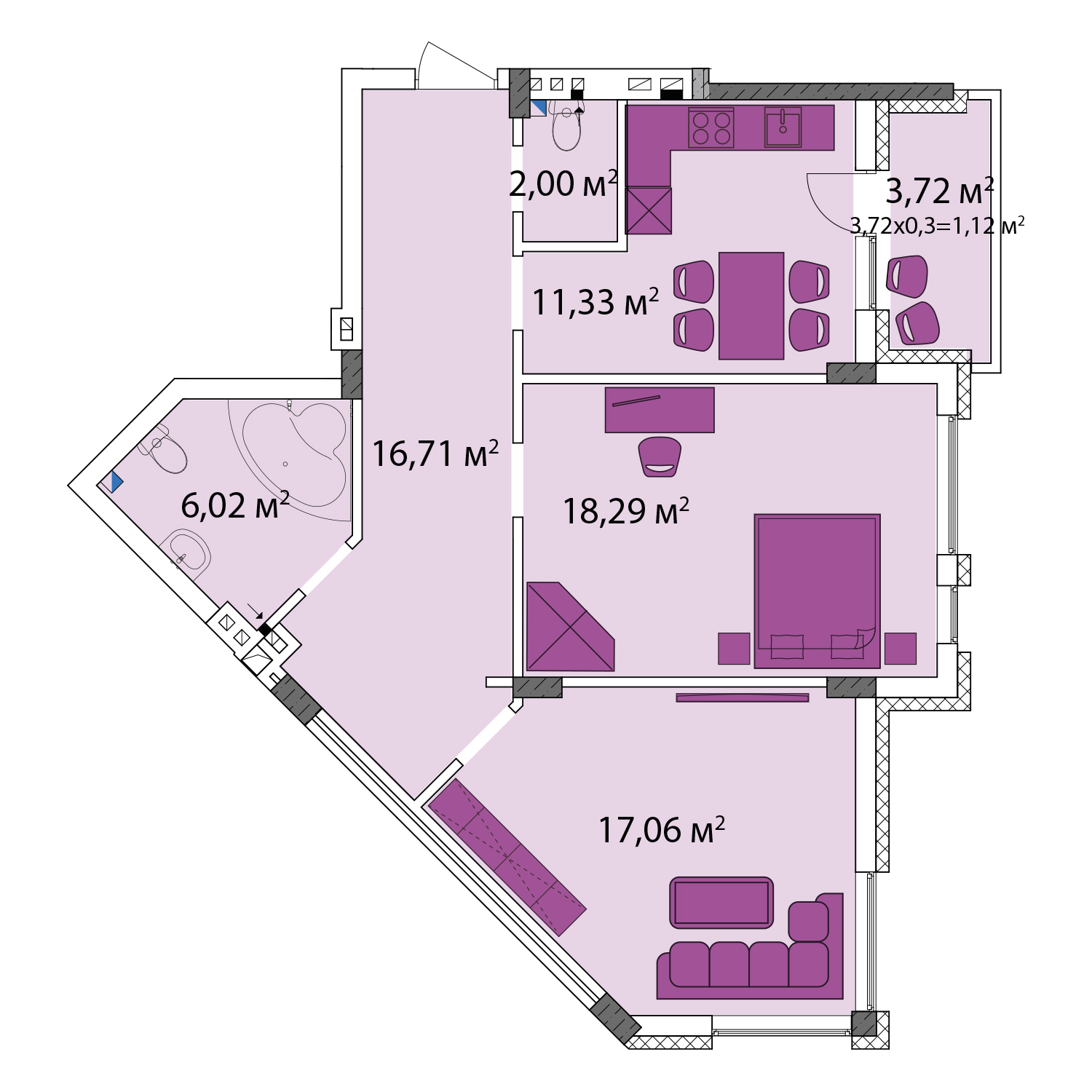 2-комнатная 72.53 м² в ЖК Лавандовый от 19 800 грн/м², г. Бровары