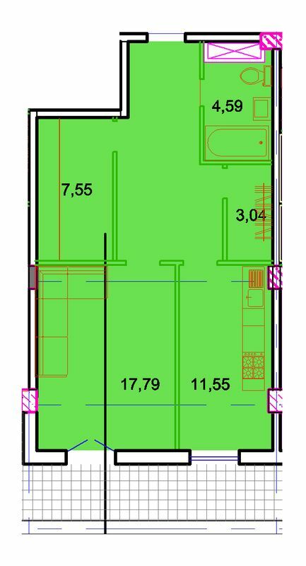 1-кімнатна 70.54 м² в ЖК Central Park від 30 850 грн/м², Дніпро