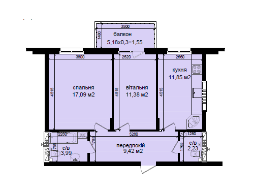 2-комнатная 57.51 м² в ЖК Кришталевi джерела от 53 000 грн/м², Киев