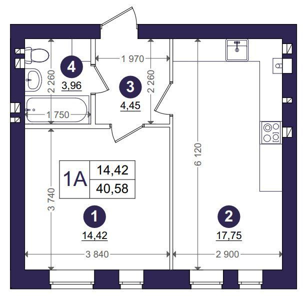 1-кімнатна 40.58 м² в ЖК Емоція від 24 000 грн/м², с. Хотів