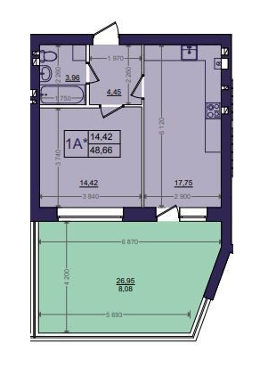 1-комнатная 48.66 м² в ЖК Эмоция от 18 500 грн/м², с. Хотов