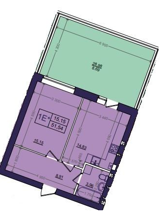 1-комнатная 51.54 м² в ЖК Эмоция от 18 500 грн/м², с. Хотов