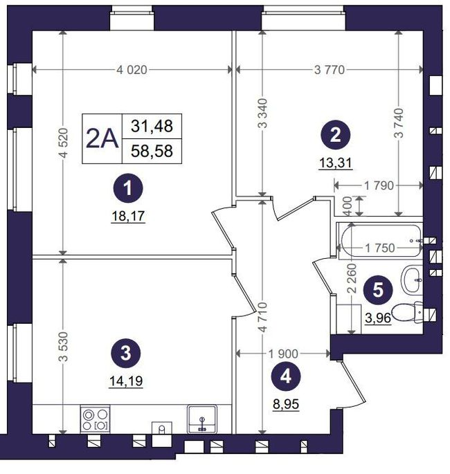 2-комнатная 58.58 м² в ЖК Эмоция от 28 000 грн/м², с. Хотов