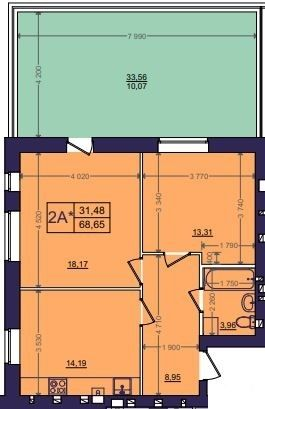 2-комнатная 68.65 м² в ЖК Эмоция от 18 500 грн/м², с. Хотов