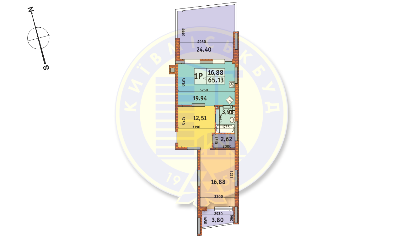 2-комнатная 65.13 м² в ЖК Итальянский квартал от 32 208 грн/м², Киев