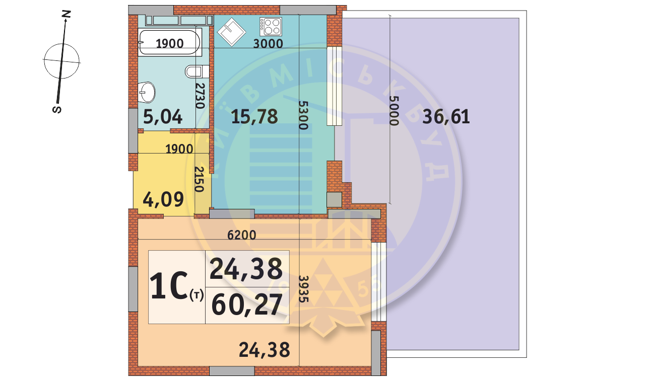 2-комнатная 60.27 м² в ЖК Итальянский квартал от 31 476 грн/м², Киев