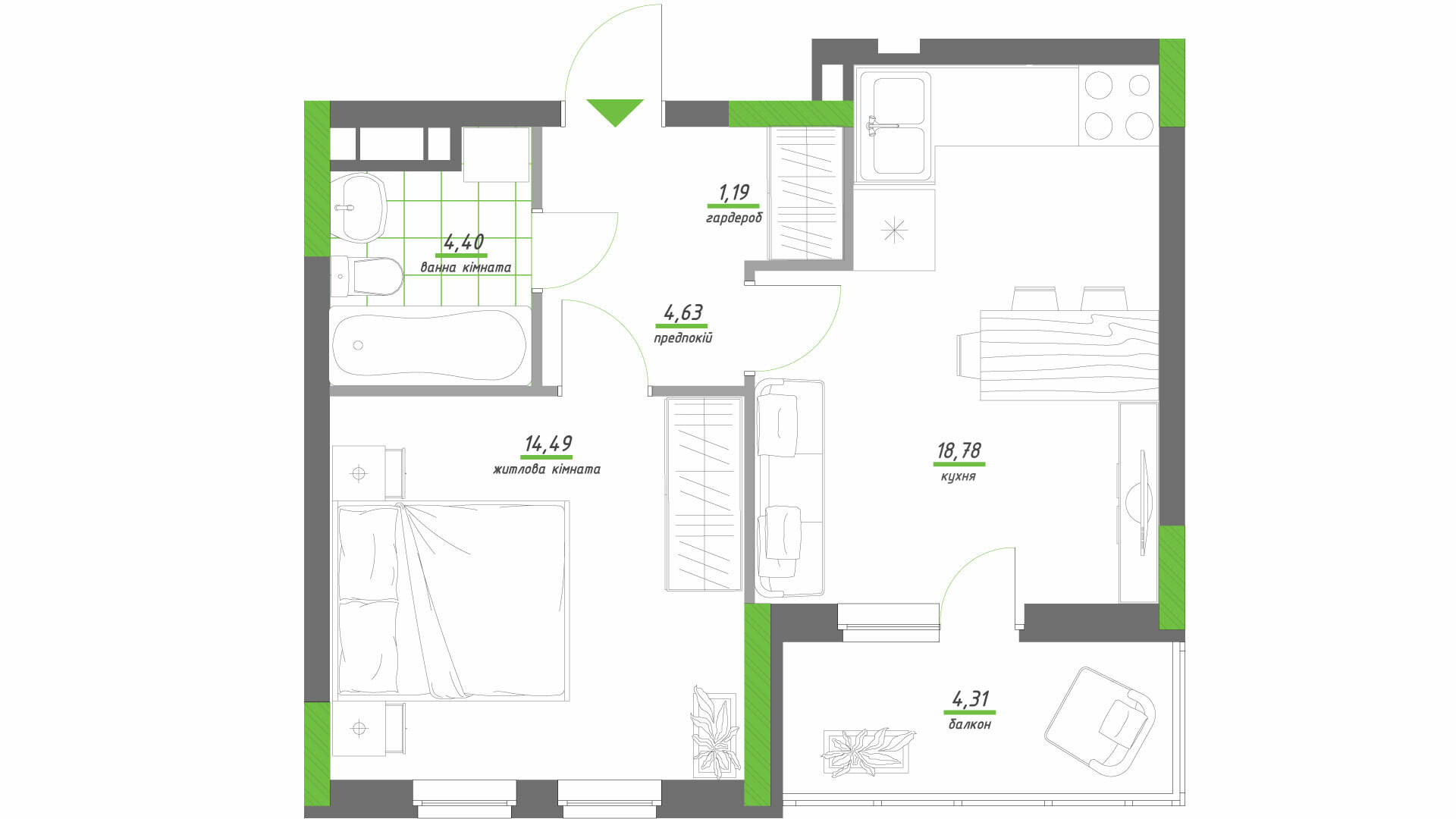 1-комнатная 49.52 м² в ЖК Нивки-Парк от 33 820 грн/м², Киев