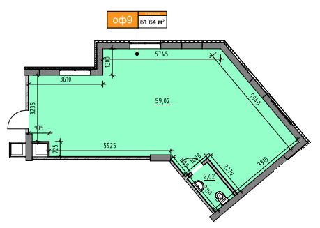 Офіс 61.64 м² в ЖК Америка від 20 354 грн/м², Львів