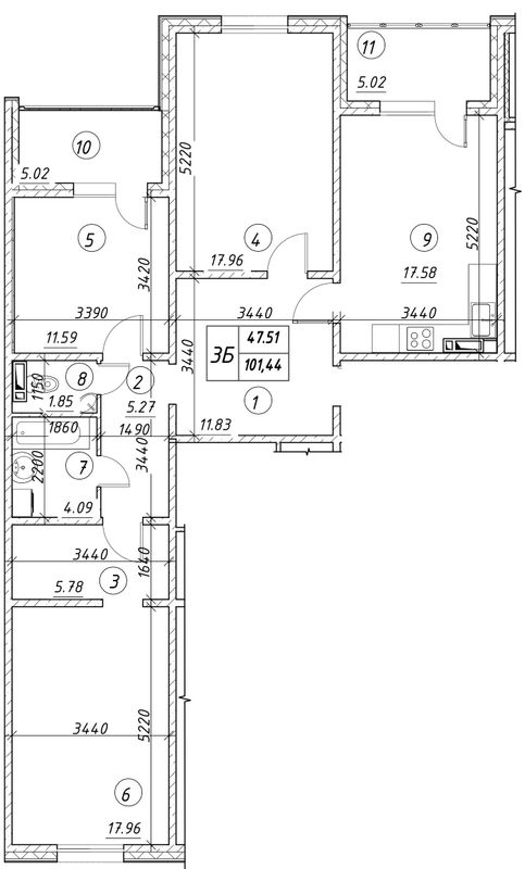 3-комнатная 101.44 м² в ЖК Ревуцкий от 18 500 грн/м², Киев