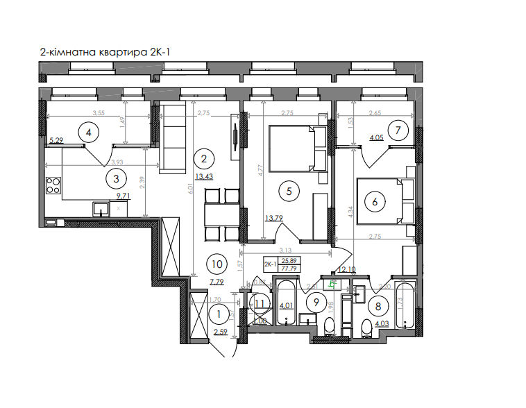 2-комнатная 78 м² в ЖК Svitlo Park от 23 534 грн/м², Киев