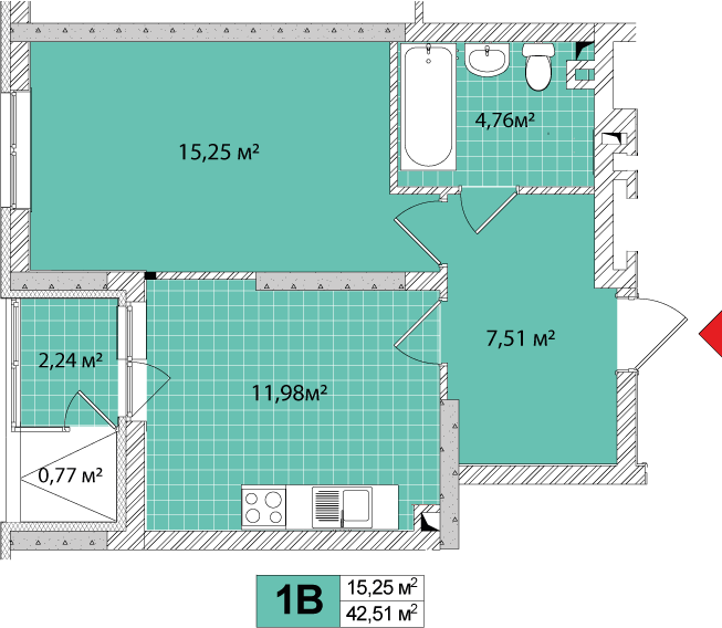 1-кімнатна 42.51 м² в ЖК Сирецькі сади від 29 660 грн/м², Київ