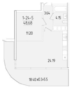 1-комнатная 48.68 м² в ЖК KADORR City от 21 950 грн/м², Одесса