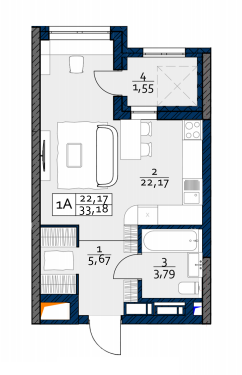 Студия 33.18 м² в ЖК POLARIS Home&Plaza от 46 606 грн/м², Киев