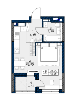 Студия 33.06 м² в ЖК POLARIS Home&Plaza от 47 300 грн/м², Киев