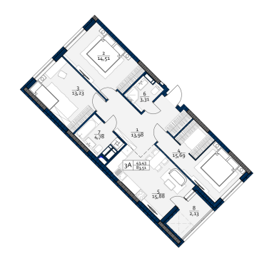 3-комнатная 83.51 м² в ЖК POLARIS Home&Plaza от 31 150 грн/м², Киев