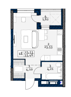 Студия 33.46 м² в ЖК POLARIS Home&Plaza от 47 300 грн/м², Киев