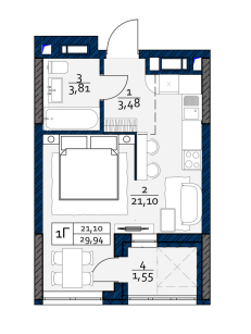 Студія 29.94 м² в ЖК POLARIS Home&Plaza від 49 023 грн/м², Київ