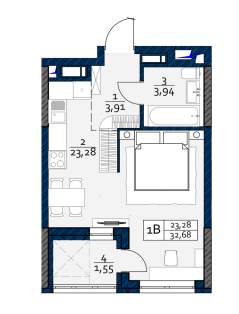 Студия 32.68 м² в ЖК POLARIS Home&Plaza от 46 261 грн/м², Киев