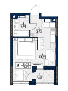 Студия 31.06 м² в ЖК POLARIS Home&Plaza от 46 600 грн/м², Киев