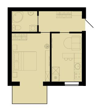 1-комнатная 39.39 м² в ЖК Західний Олімп от 15 200 грн/м², с. Тарасово