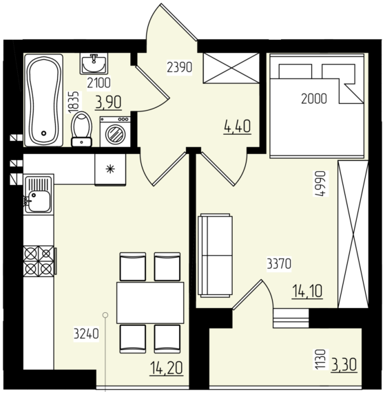 1-кімнатна 39.9 м² в КБ White and Wood від 20 700 грн/м², Чернівці