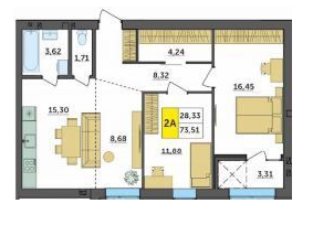 2-комнатная 73.51 м² в ЖК Амстердам от 18 500 грн/м², с. Струмовка