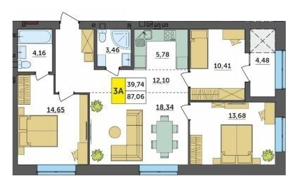 3-комнатная 87.06 м² в ЖК Амстердам от 17 500 грн/м², с. Струмовка