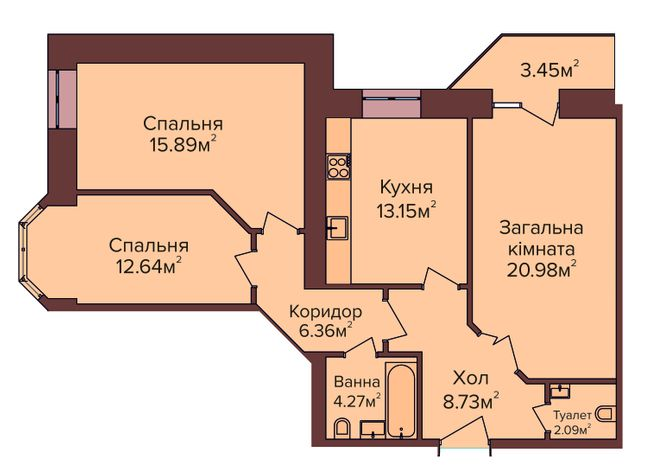 3-кімнатна 84 м² в ЖК по бул. Незалежності від 9 400 грн/м², м. Калуш