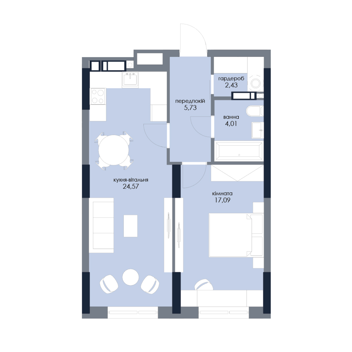 1-комнатная 53.83 м² в ЖК Новый Автограф от 36 195 грн/м², Киев