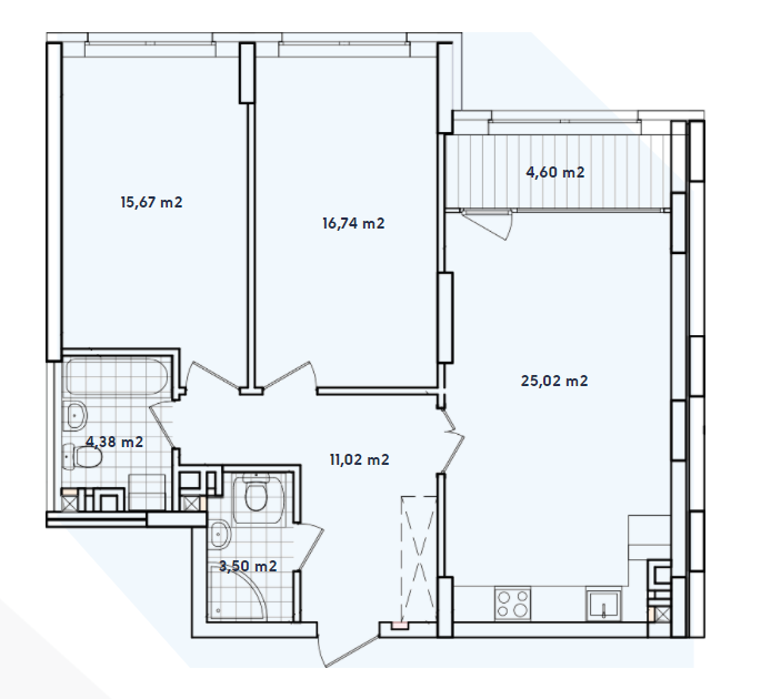 2-комнатная 80.93 м² в ЖК Варшавский-2 от 22 987 грн/м², Киев