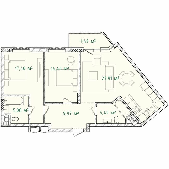 2-кімнатна 83.8 м² в ЖК Illinsky House від 93 168 грн/м², Київ