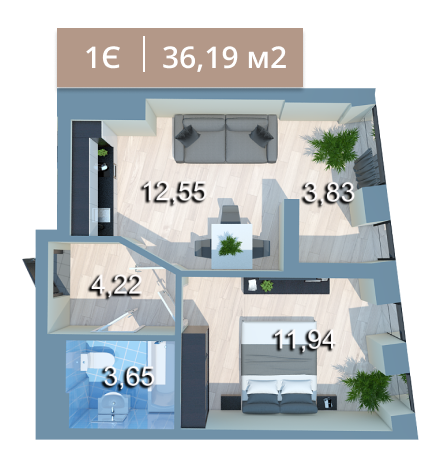 1-комнатная 37.16 м² в ЖК Вежа на Ломоносова от 50 284 грн/м², Киев