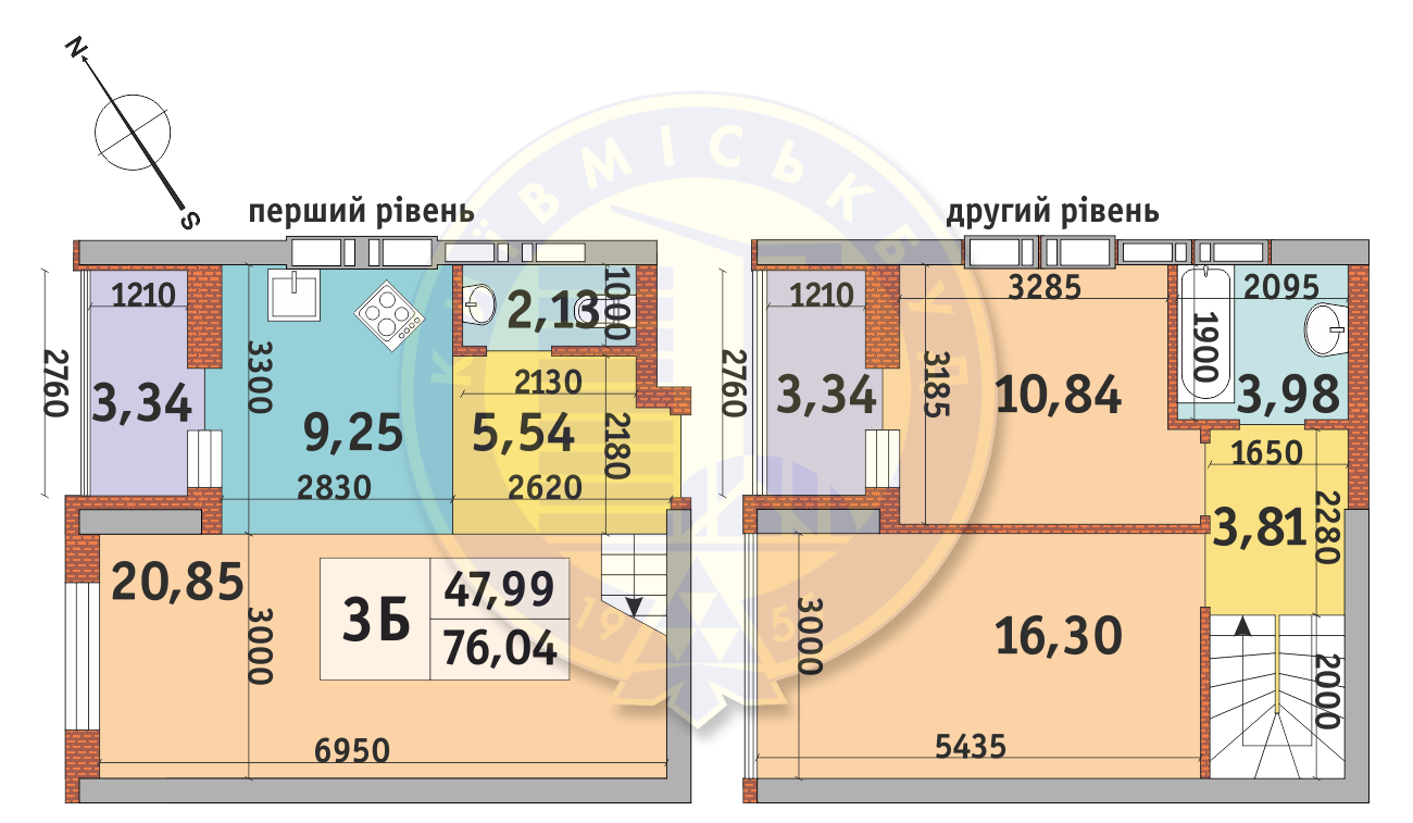 Двухуровневая 76.04 м² в ЖК Медовый-2 от 24 578 грн/м², Киев