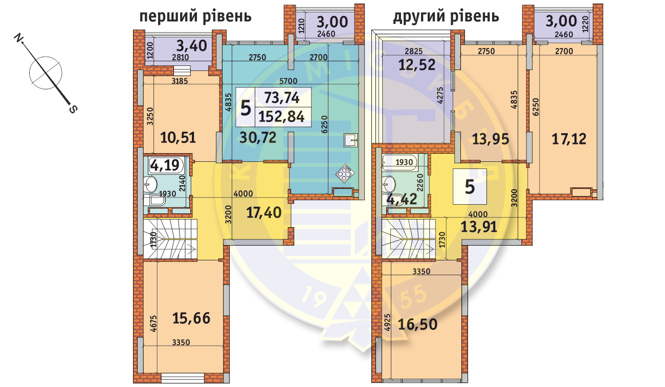 Двухуровневая 152.84 м² в ЖК Медовый от 23 328 грн/м², Киев