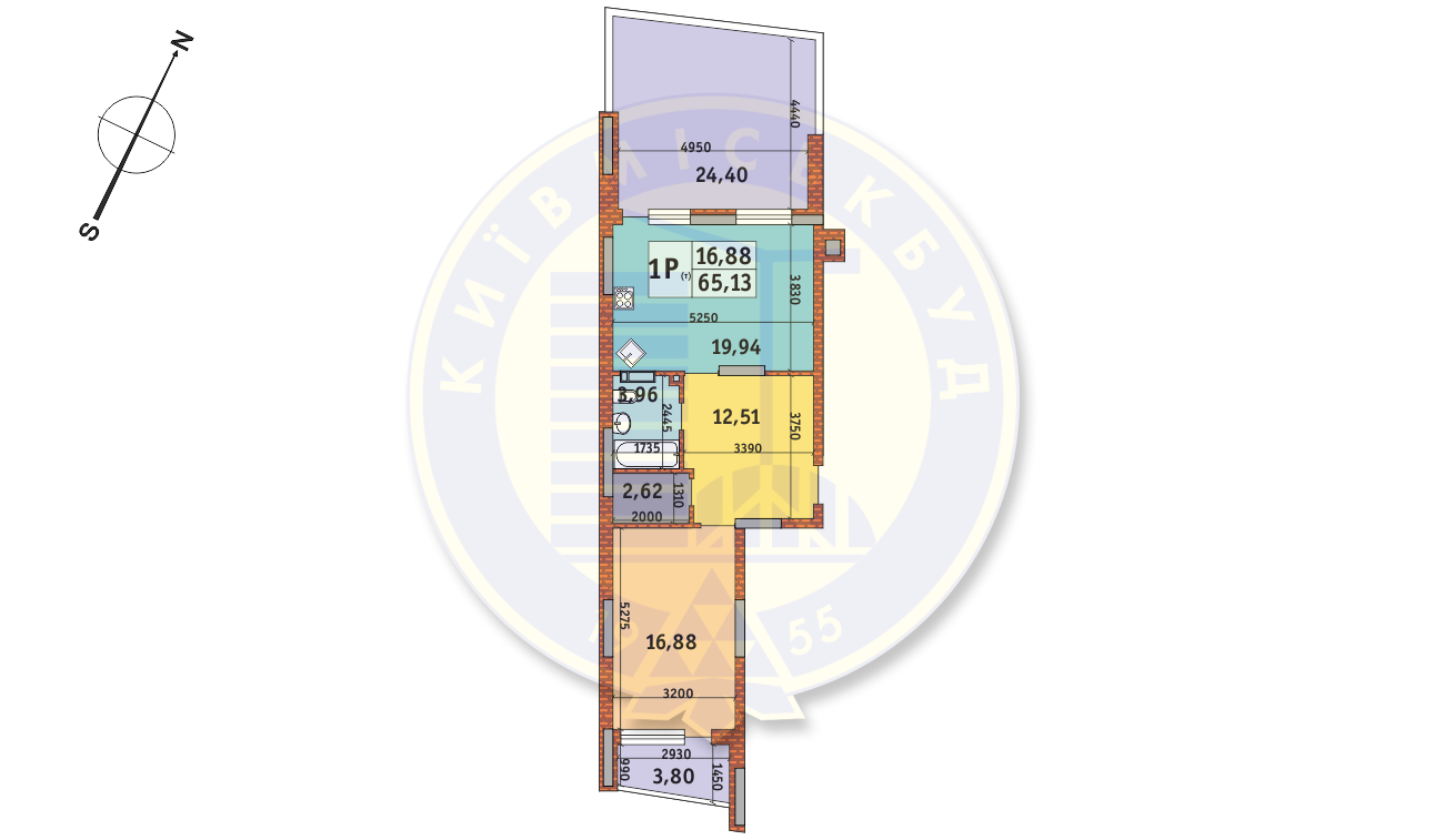 1-комнатная 65.13 м² в ЖК Итальянский квартал от 32 208 грн/м², Киев