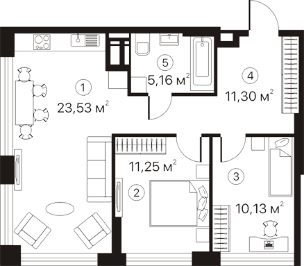 2-комнатная 61.37 м² в ЖК Terracotta от 33 696 грн/м², Киев