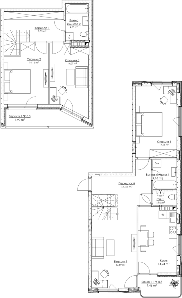 Двухуровневая 113.39 м² в ЖК O2 Residence от 30 519 грн/м², Киев