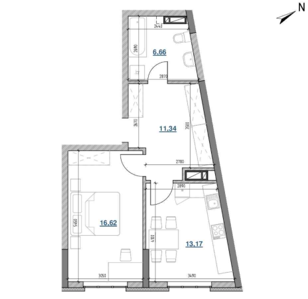 1-комнатная 47.79 м² в ЖК Берег Днепра от 30 665 грн/м², Киев