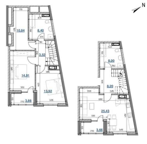 Двухуровневая 68.09 м² в ЖК Берег Днепра от 39 721 грн/м², Киев