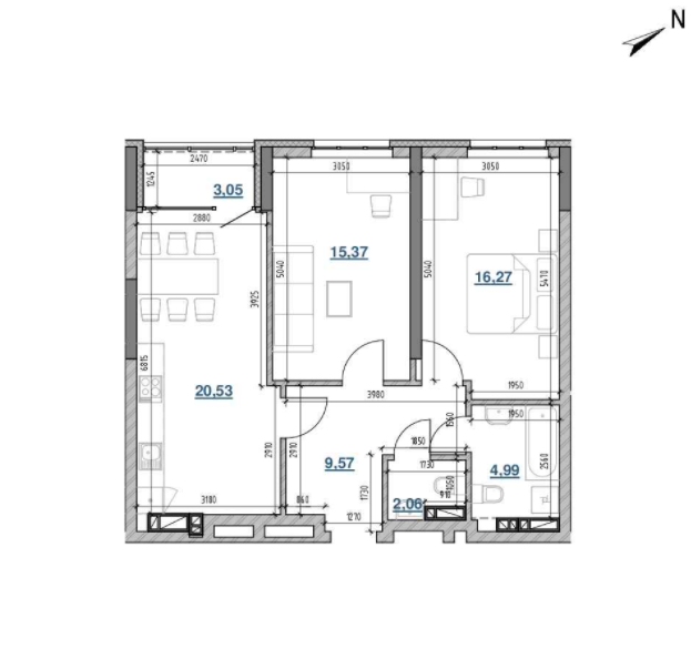 2-комнатная 72.28 м² в ЖК Берег Днепра от 37 672 грн/м², Киев