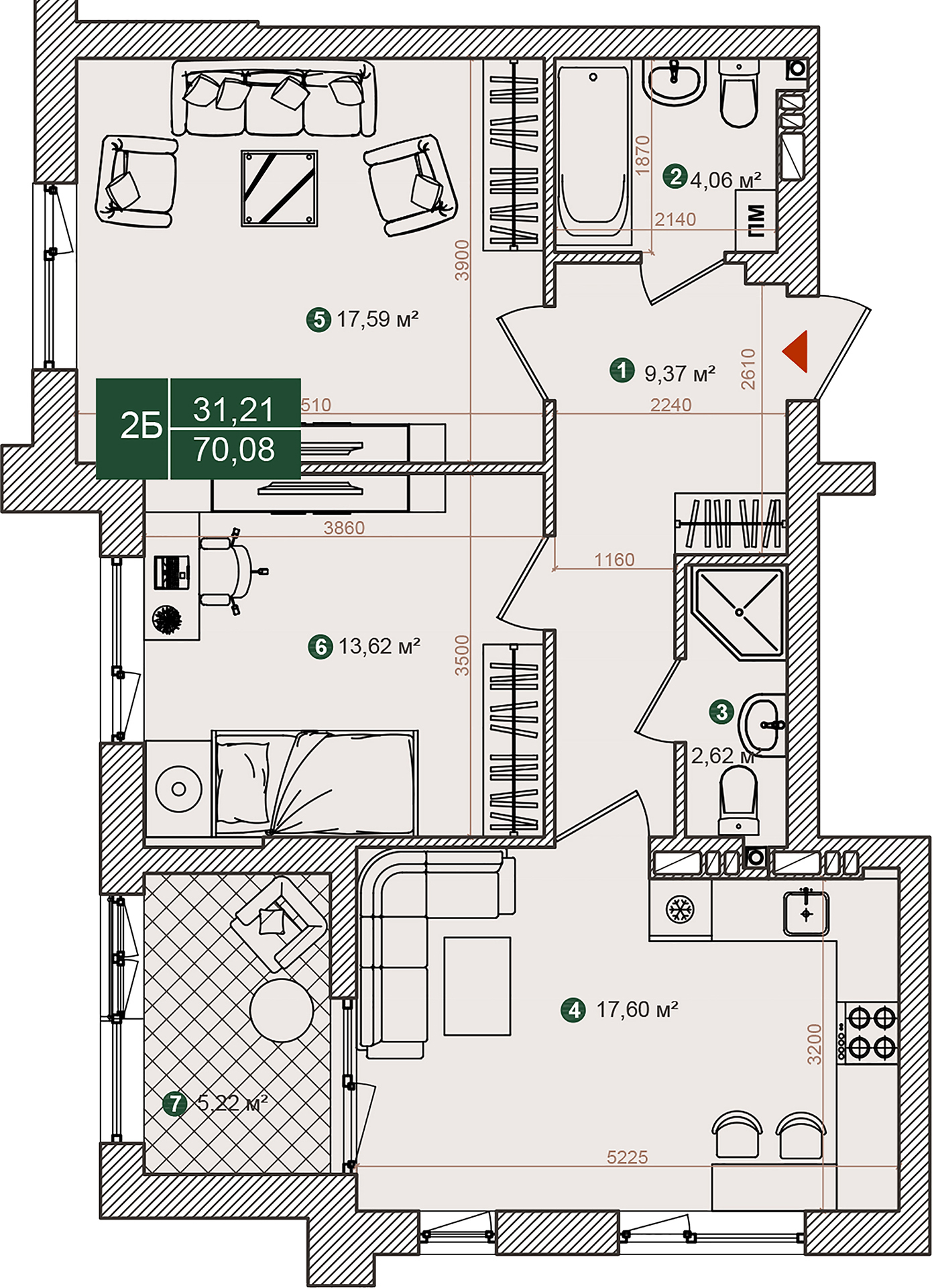 2-комнатная 70.08 м² в ЖК Forest Park от 26 000 грн/м², Киев