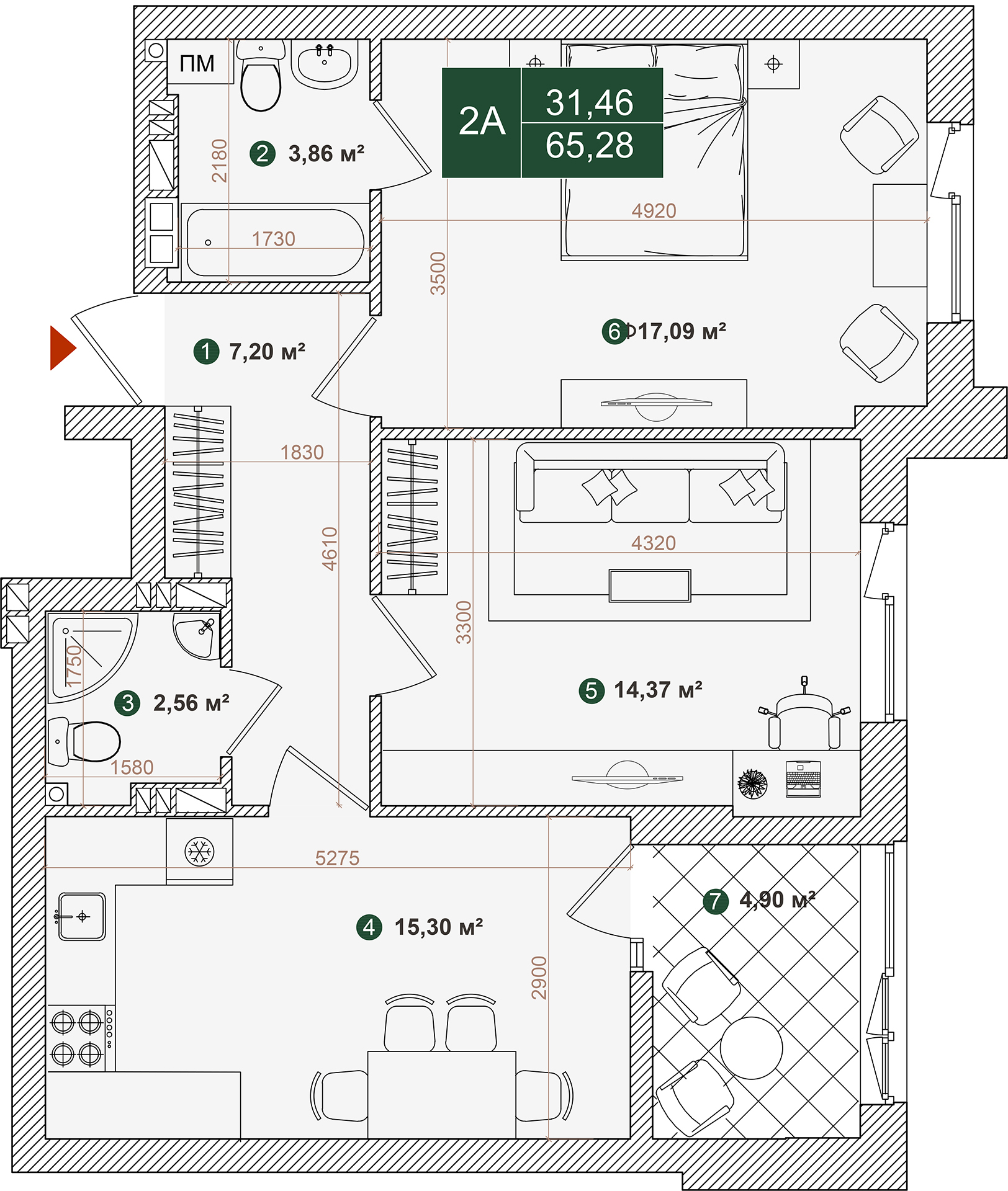 2-комнатная 65.28 м² в ЖК Forest Park от 22 000 грн/м², Киев