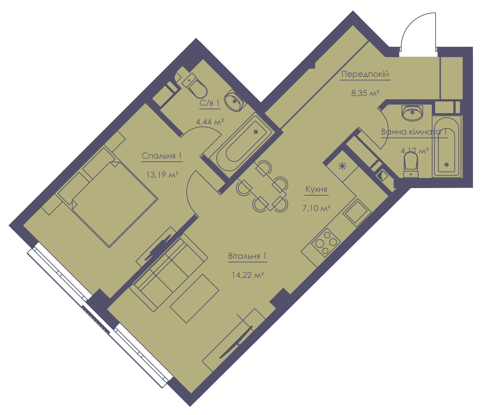 2-комнатная 51.42 м² в ЖК Franklin Concept House от 51 750 грн/м², Киев
